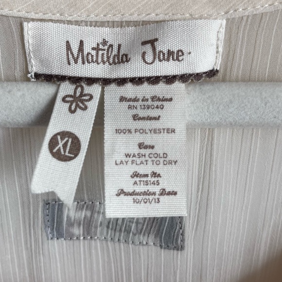 Matilda Jane Palisades Sheer Flowy Cream Sleeveless Tank Top Size XL Boho Artsy - Picture 8 of 9